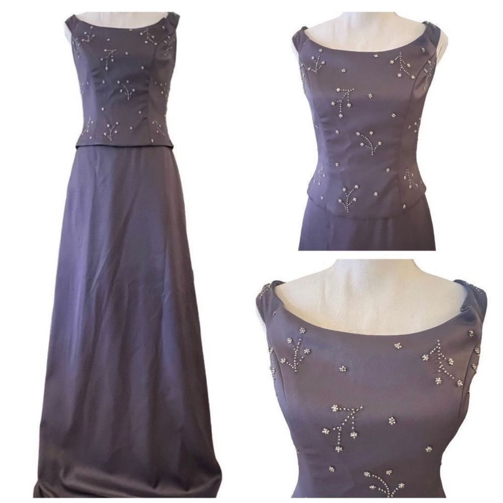 Belsoie Lilac Vintage Maxi Gown with Rhinestone Detailing Size 6